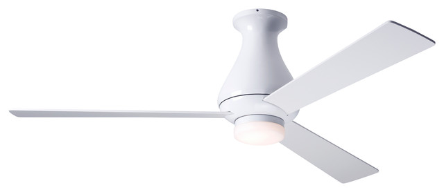 Modern Fan Altus Flush Led Light Gloss White 42 Ceiling Fan With