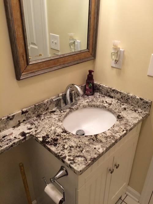 3cm Alaska White granite Banjo vanity top with a 15x12 under mount sink