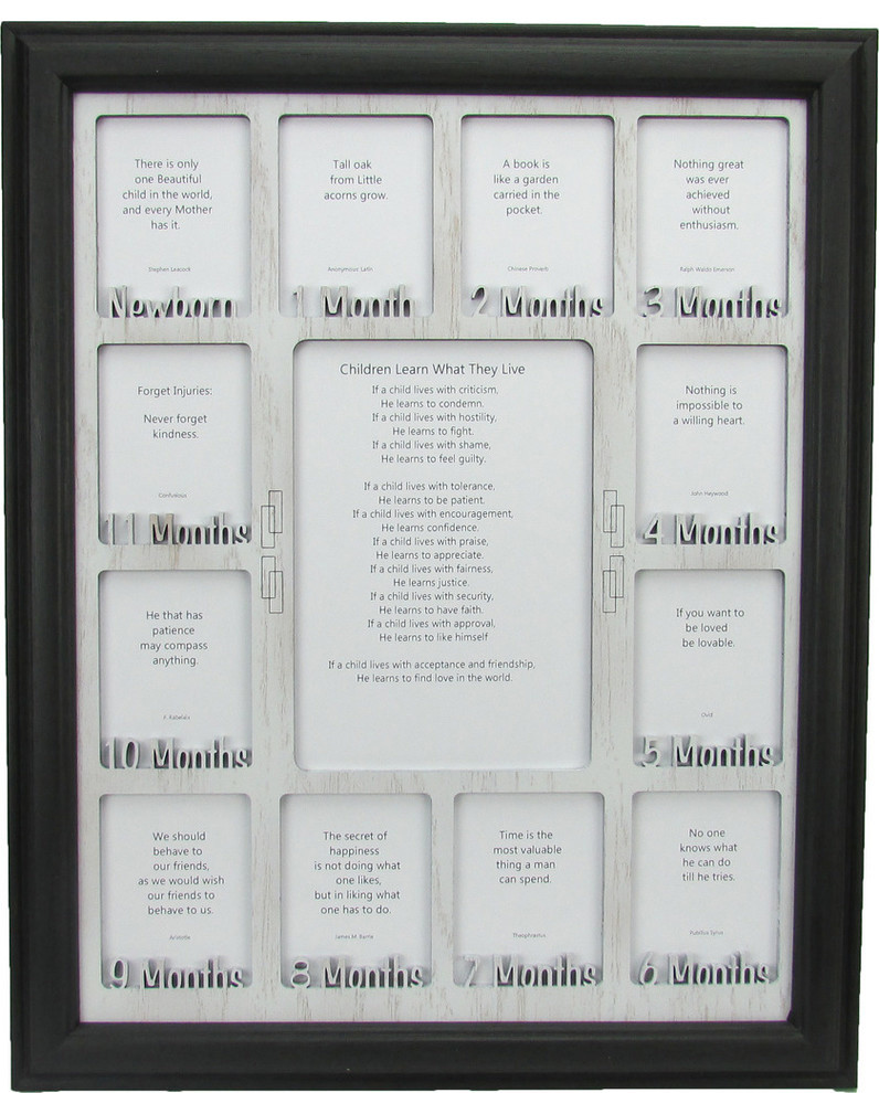 Baby First Year Picture Frame Black Picture Frame and White Matte