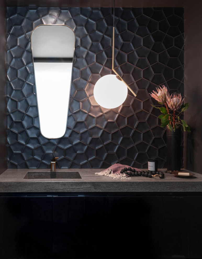 Inspiration for a modern powder room in Los Angeles.