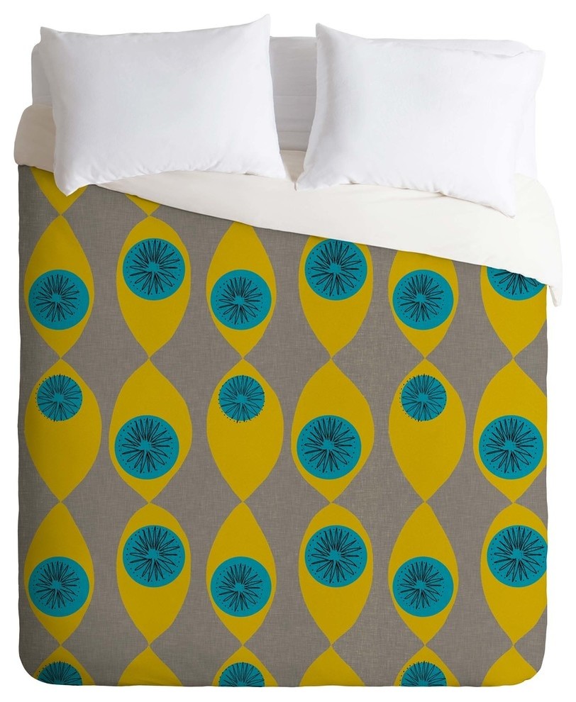 Deny Designs Mummysam Blue And Yellow Flower Duvet Cover, King