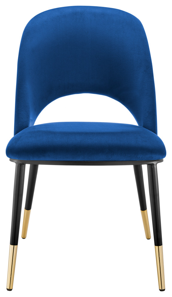 Alby Side Chair, Blue Velvet With Black Legs Set of 2