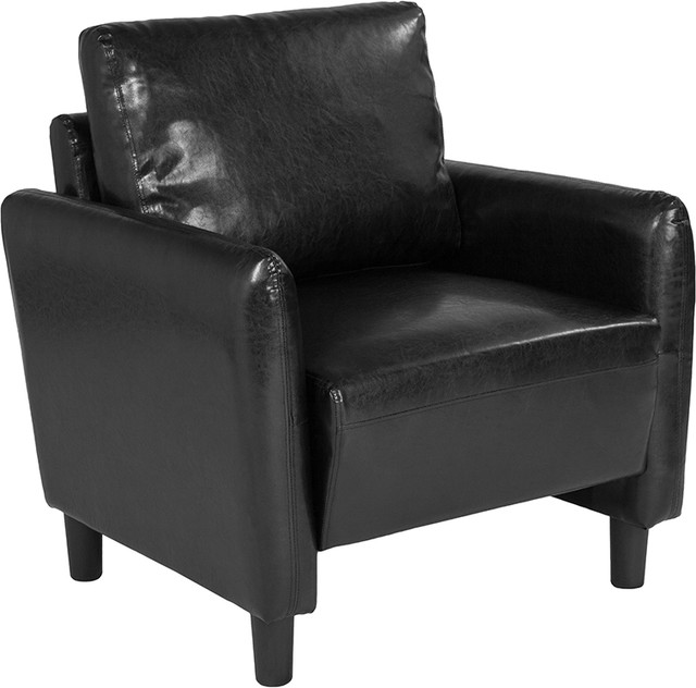 Contemporary Upholstered Chair in Black Bonded Leather