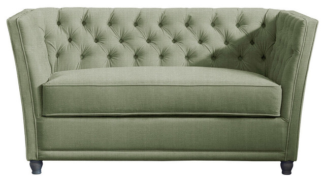 Disraeli Chesterfield Sofa Loveseat, Sage