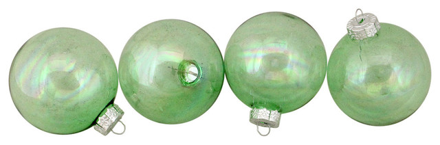 4ct Shiny Green Clear Iridescent Christmas Ball Ornaments 3 25 Christmas Ornaments By Northlight Seasonal