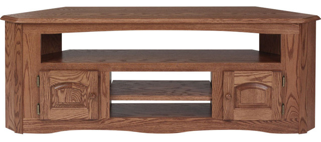 Solid Oak Country Style Corner Tv Stand Transitional