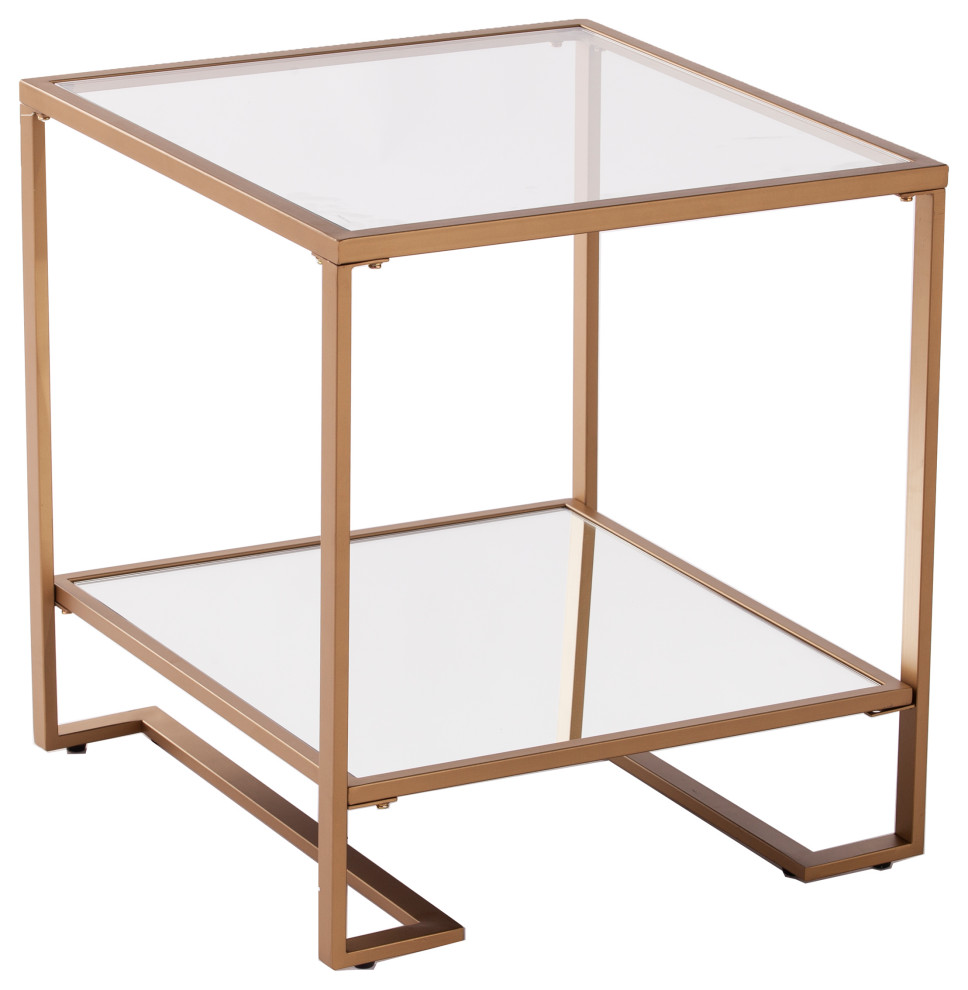 Hortense Square GlassTop End Table, Gold Contemporary Side Tables And End Tables by SEI