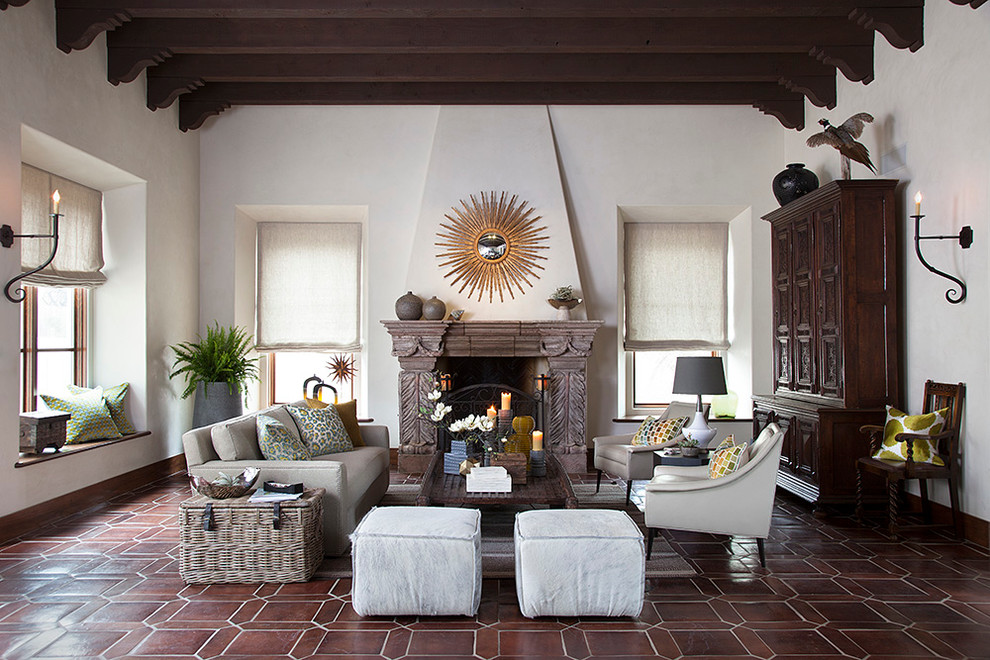 Design ideas for a mediterranean living room in Austin.