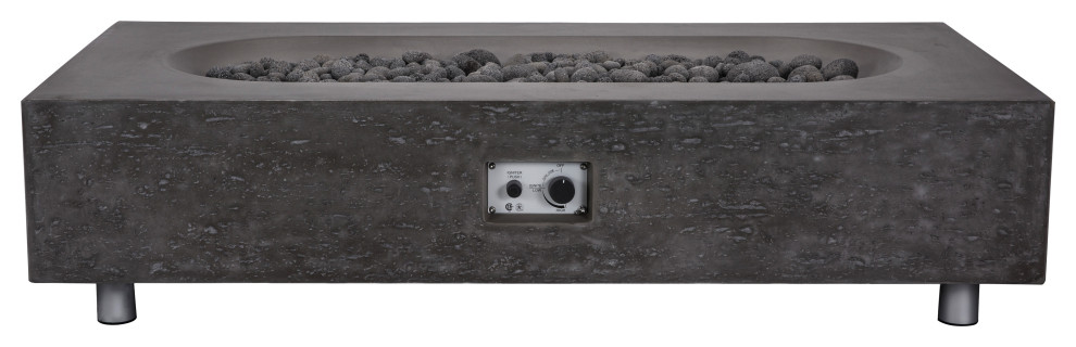 Pyromania Alchemy Concrete Fire Pit Table, 60"x30", Charcoal, Propane