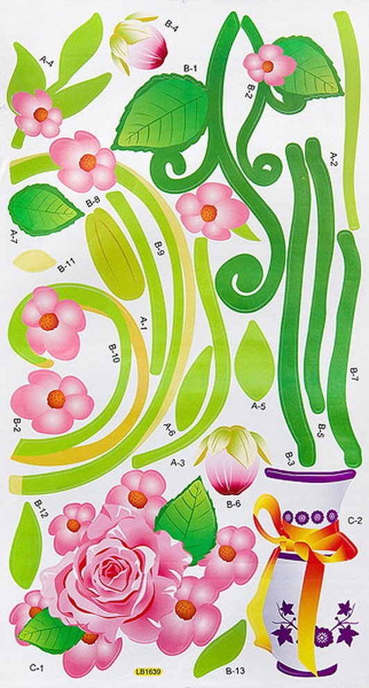 Delightful Flowerpot Wall Decals Stickers Appliques Home Decor