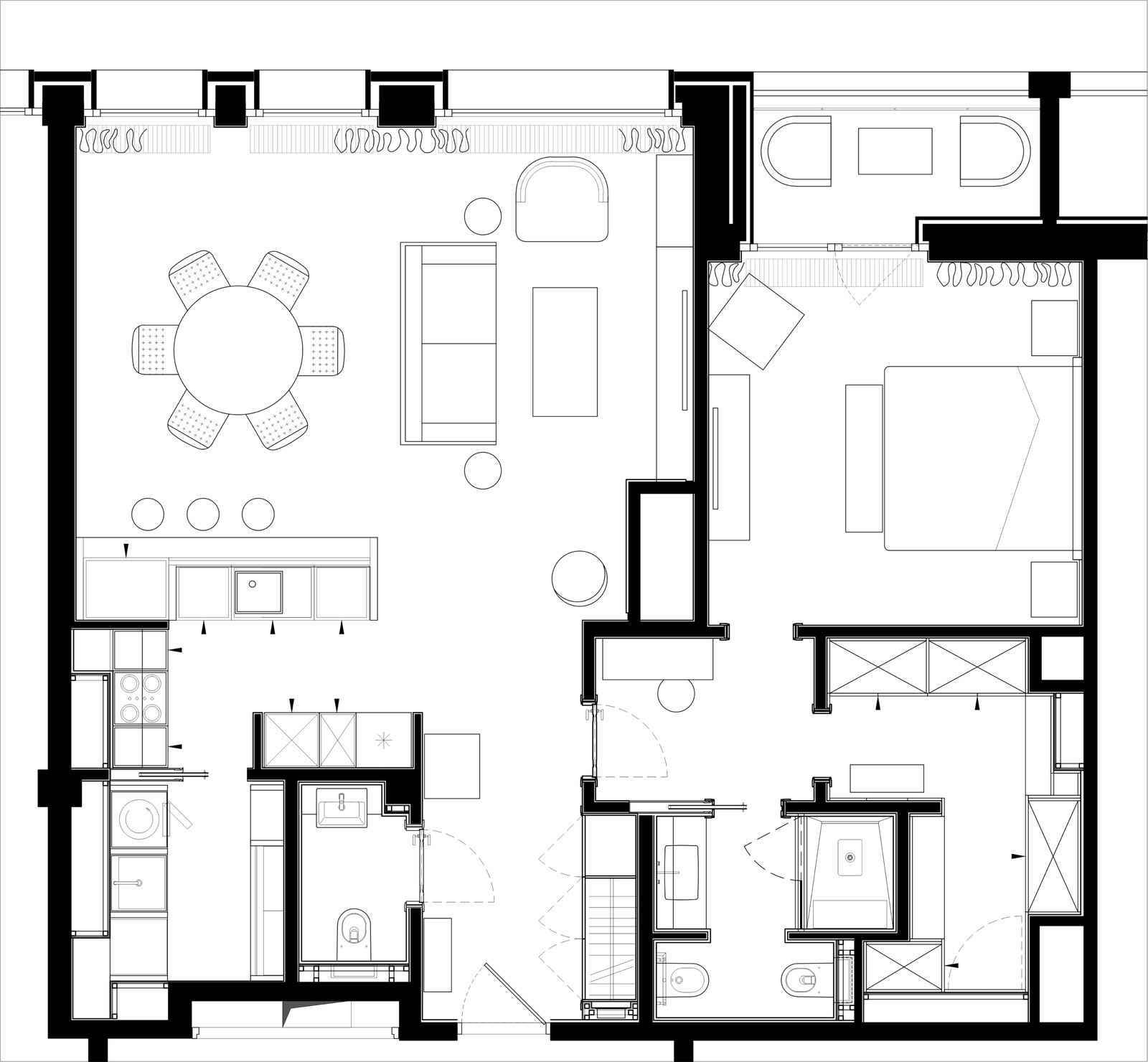 Квартира в американском стиле в Хамовниках 98 м²