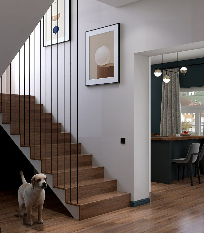 ЛЕСТНИЧНОЕ ПРОСТРАНСТВО В ЗАГОРОДНОМ КОТТЕДЖЕ