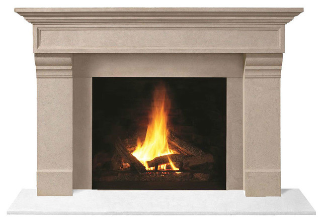 Fireplace Stone Mantel 1111.556 With Filler Panels, Buff, No Hearth Pad