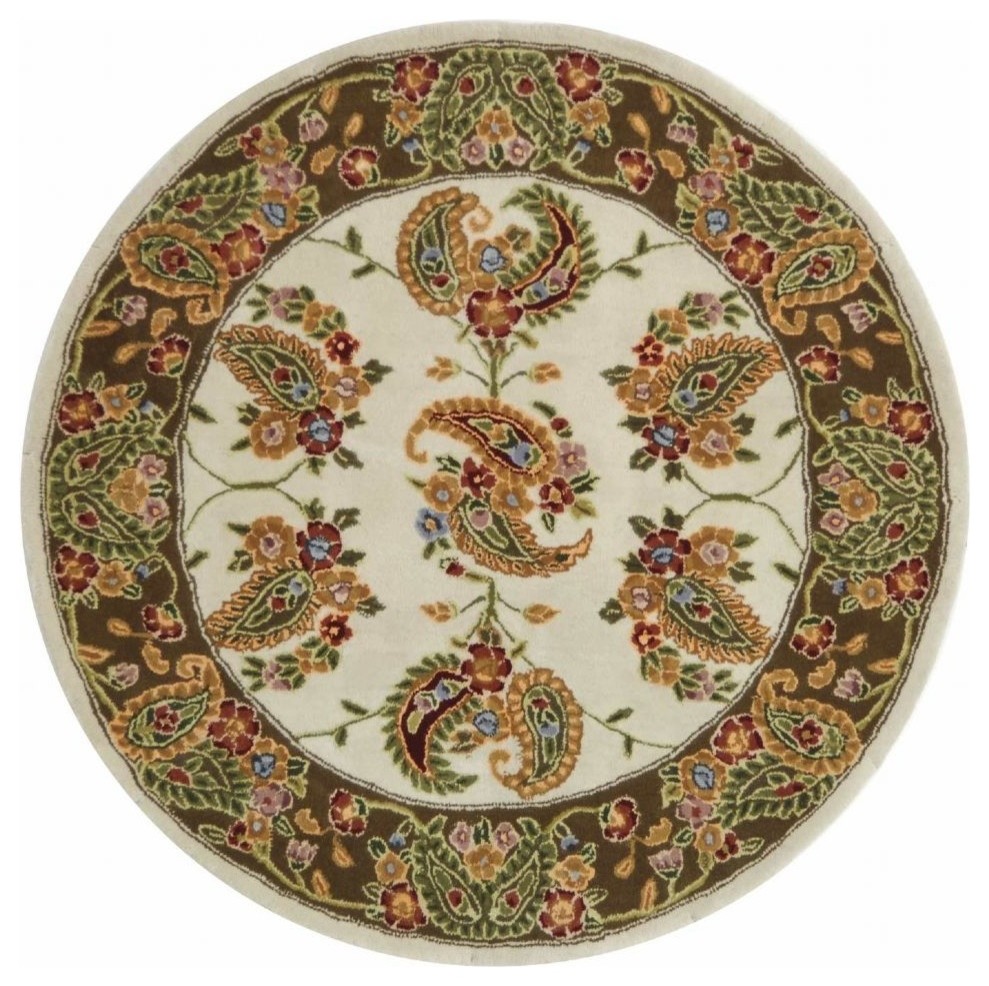 Traditions Area Rug, Ivory, Sage, Round 6'