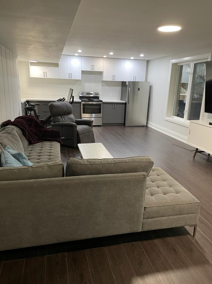 Inspiration for a transitional basement remodel in Toronto