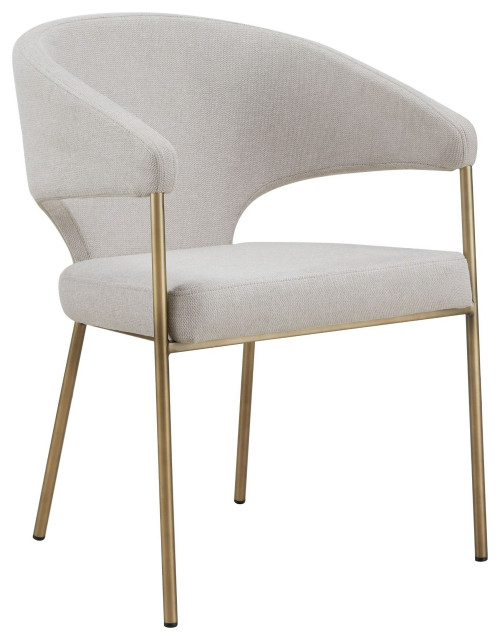 Modrest Claudine Modern Off-White Fabric and Brass Dining Chair ...