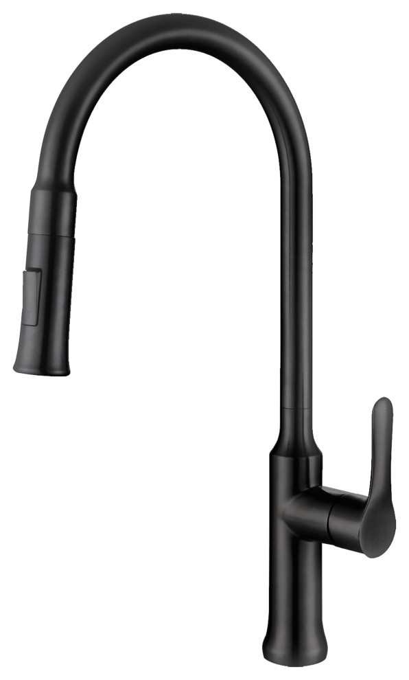 STYLISH Single Handle Pull Down Matte Black Kitchen Faucet