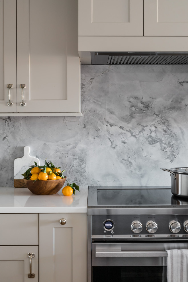 Honed Wicked White Quartzite Backsplash & Royale Blanc Counters ...