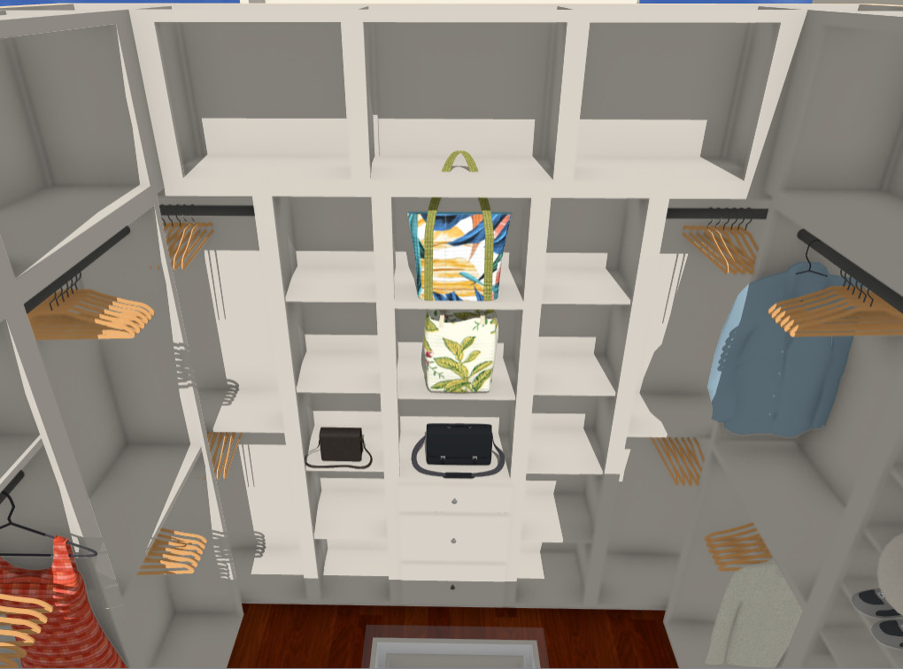 Custom Walk-In Closet with Built-In Storage & Glass-Top Island