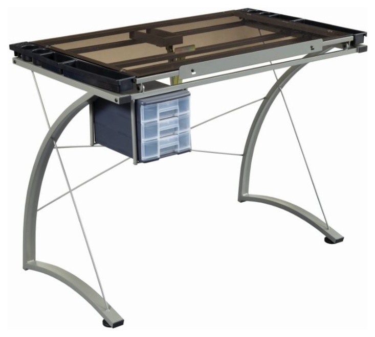 Contemporary Glass Top Drafting Desk