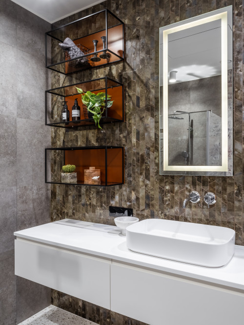 Striking Contrasts in Classy Design for Small Bathroom Storage Ideas