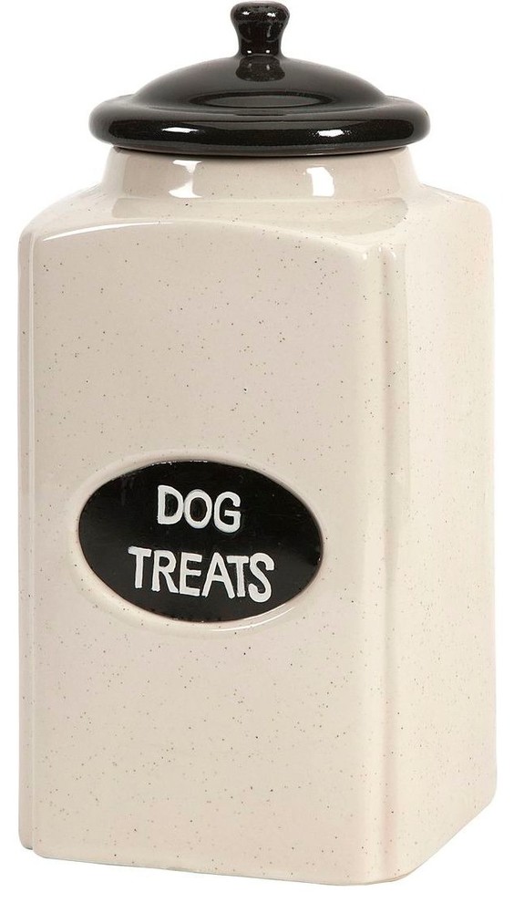 Dog Large Ceramic Canister with Metal Plaque