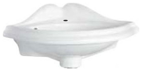 Whitehaus AR036 White Porcelain Corner Single Bowl Bathroom Wash Basin