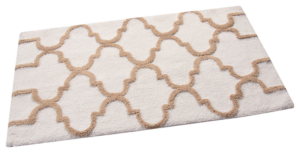 Cotton Dual Color Geometric Pattern Bath Rug Mediterranean Bath Mats by Saffron Fabs Houzz