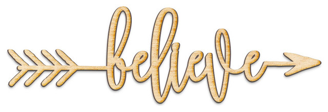 Believe Right Arrow Wood Sign Home Decor Contemporary Novelty