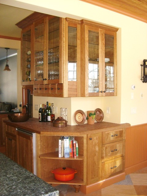 Wrap Around Wet Bar With Cork Countertop Craftsman Portland
