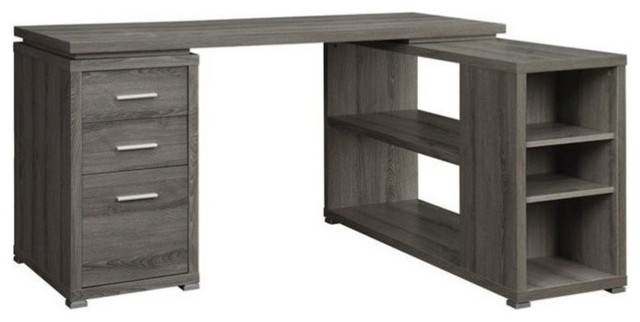 Coaster Yvette L Shape Writing Desk In Weathered Gray And Silver Coaster Yvette L Shape Writing Desk In