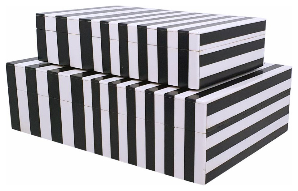 Jacey Decorative Box, Black and White Contemporary Decorative Boxes