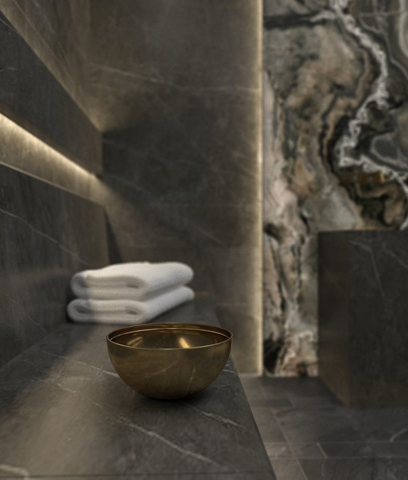 Современный хамам в темном камне