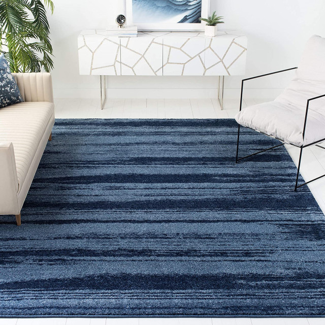 Modern Area Rug, Two Tone Design With Abstract Pattern, Light Blue/Blue ...
