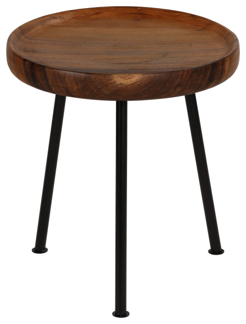 Bare Decor Kuzko Solid Teak Wood Small Side Table, 15" Round