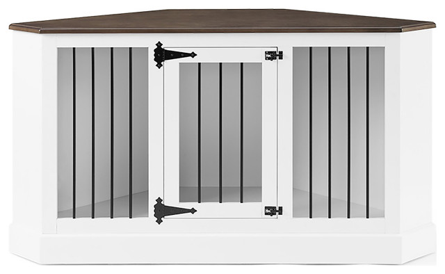 Winslow Corner Credenza Dog Crate - Transitional - Dog Kennels And ... - Ammon Denton Storage Bench Credenza With Dog Crate.