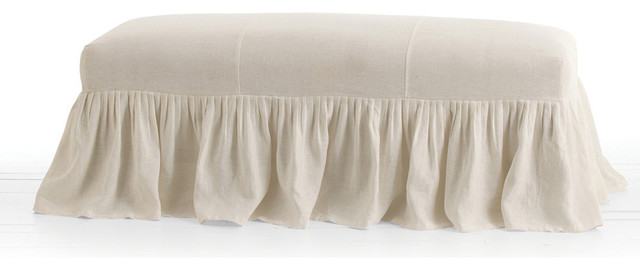 Avebury Upholstrd Off-White/Natural Linen/Wood Bench