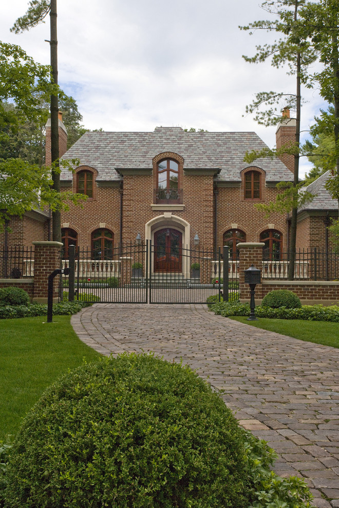 Inspiration for a traditional two-storey brick exterior in Chicago.