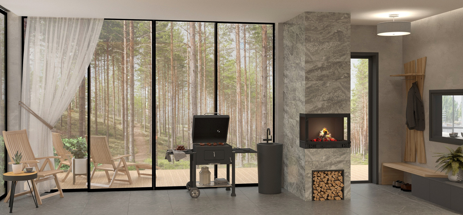 Дом с верандой и баней