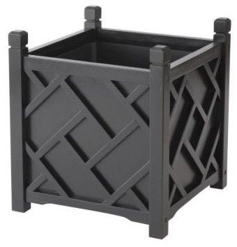 DMC 14-inch Square Black Chippendale Planter