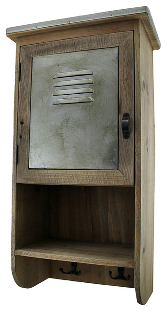 Rustic Reclaimed Wood Wall Cabinet W Shelf And Hooks 20 In