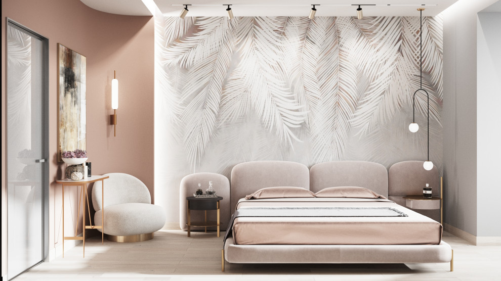 Спальня с деревянными панелями