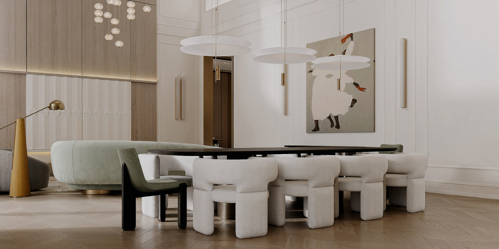 Просторная гостиная а коттедже