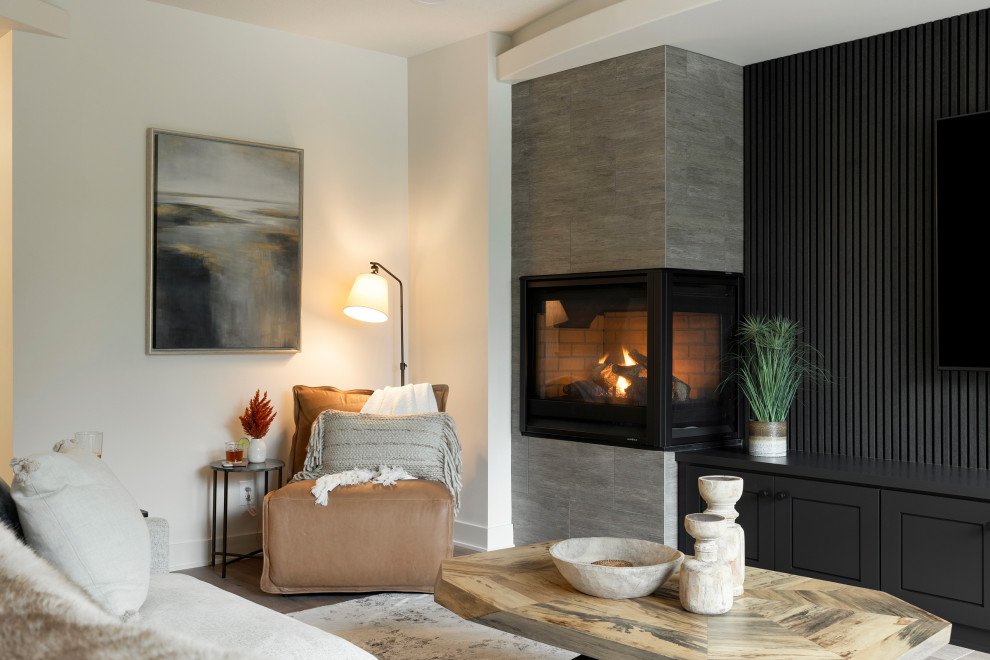 Inspiration for a rustic basement remodel in Minneapolis