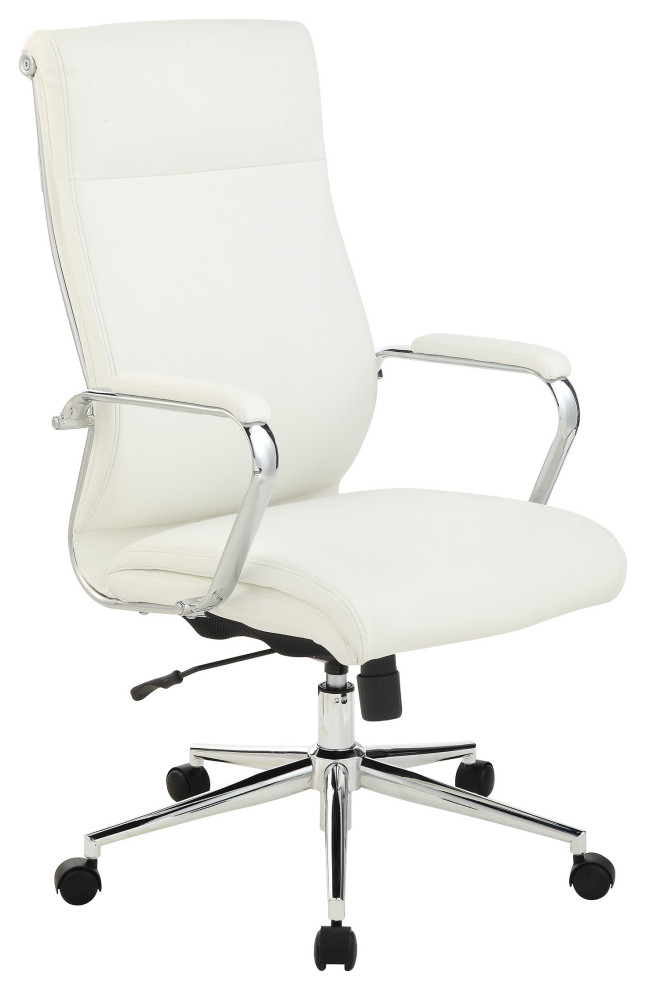 High Back Manager's Office Chair With Dillon Snow Fabric and Chrome
