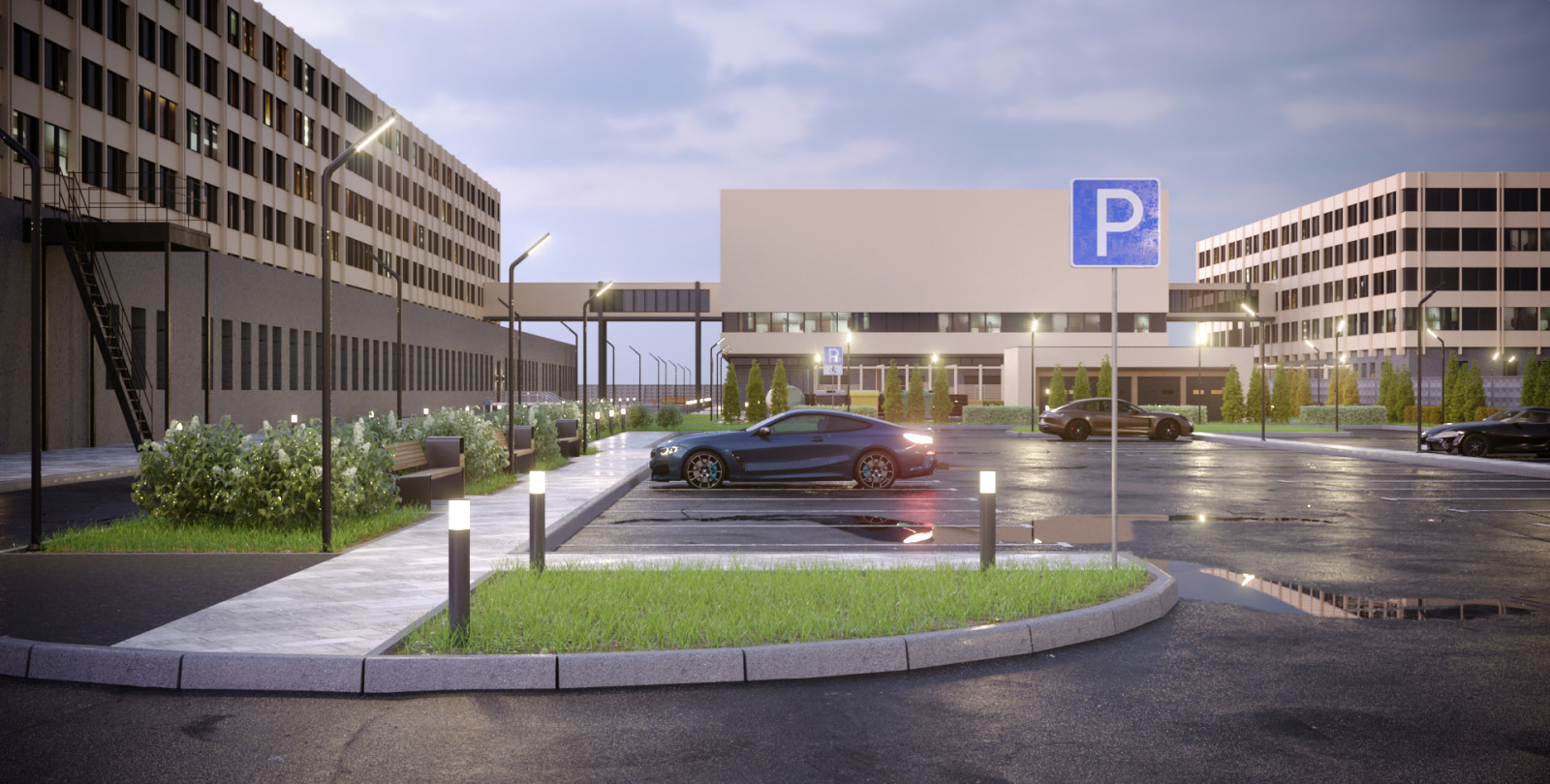 Благоустройство территории БЦ «Аэрогеодезия»