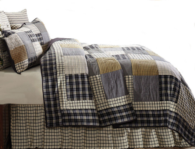 Ethan Quilt Farmhouse Quilts And Sets By Simply Crazy Ethan Quilt Neutral Gray Cream And Black King