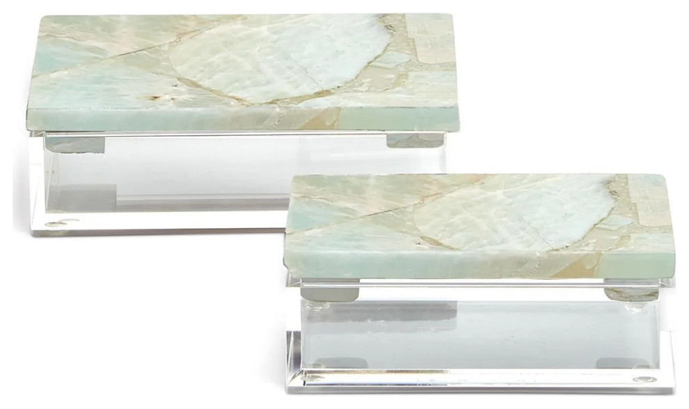 Two's Company Set of 2 Amazonite Boxes (Includes 2 Sizes)
