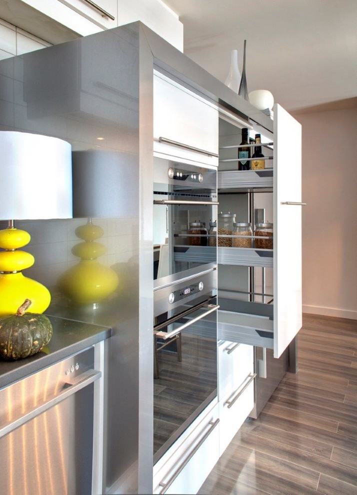 Design ideas for a contemporary kitchen in Montreal.
