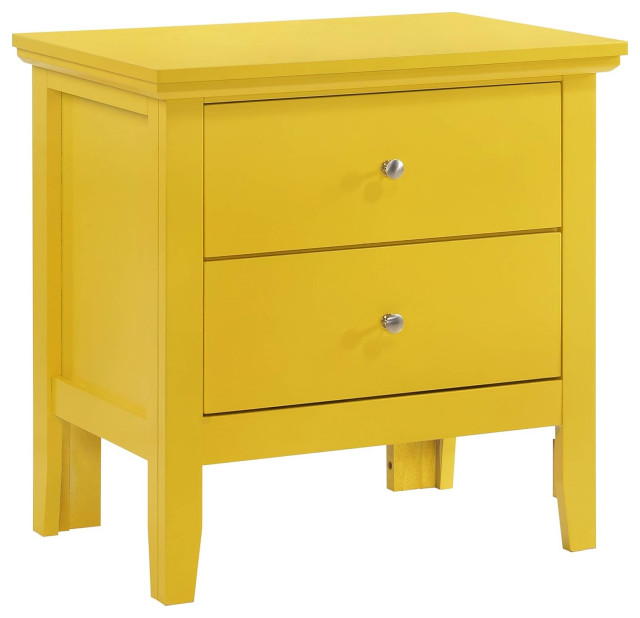 Modern Nightstand, English Dovetailed Drawers With Shiny Rounded Knobs